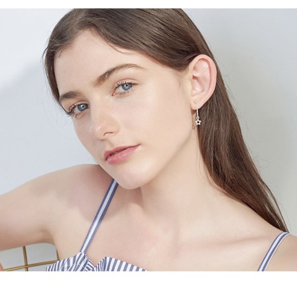 💙Star Chain Earrings Asymmetric Design - Picture 5 of 12